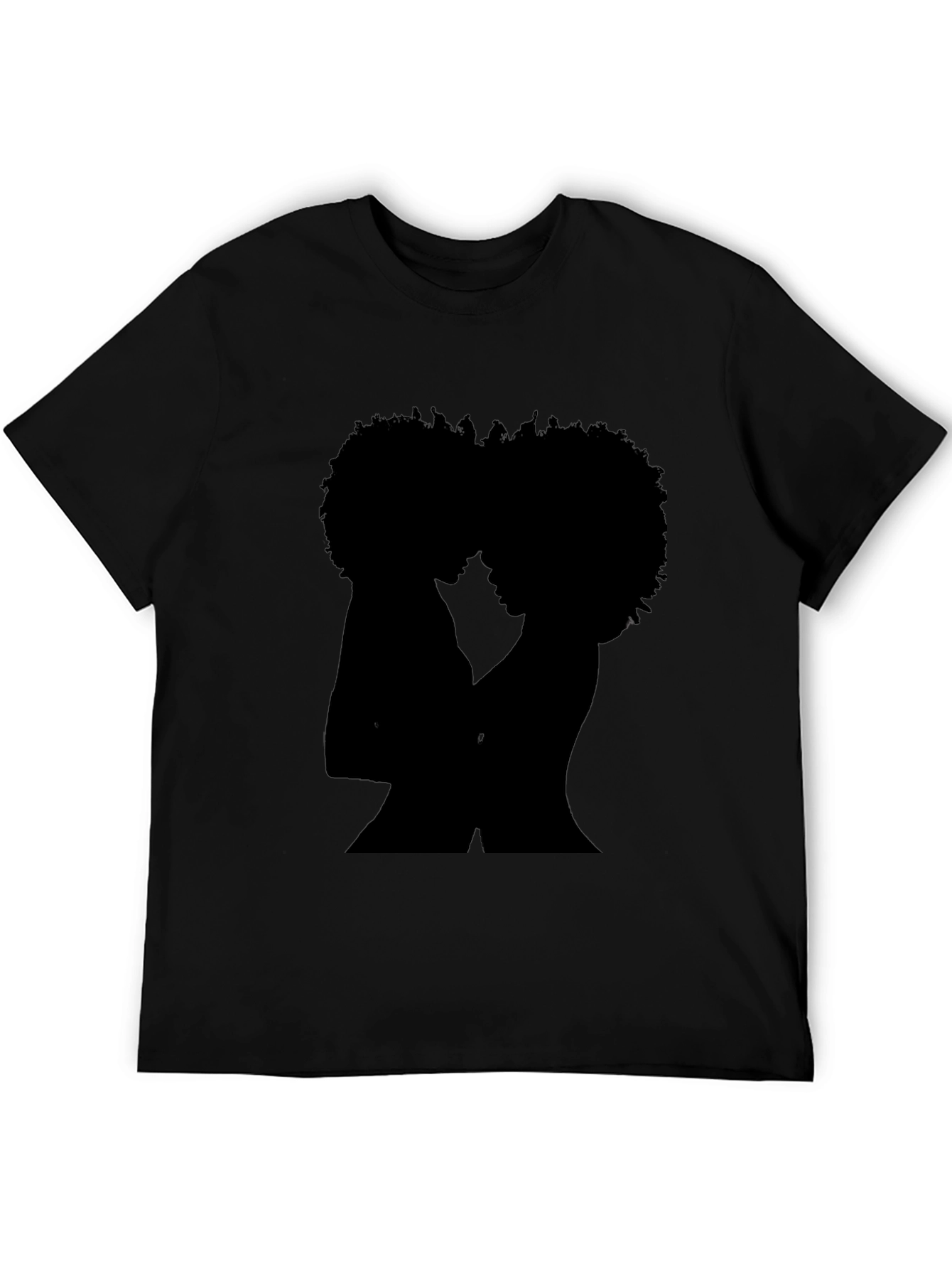 Afro Couple Silhouette Graphic Tee - Unisex Black T-Shirt