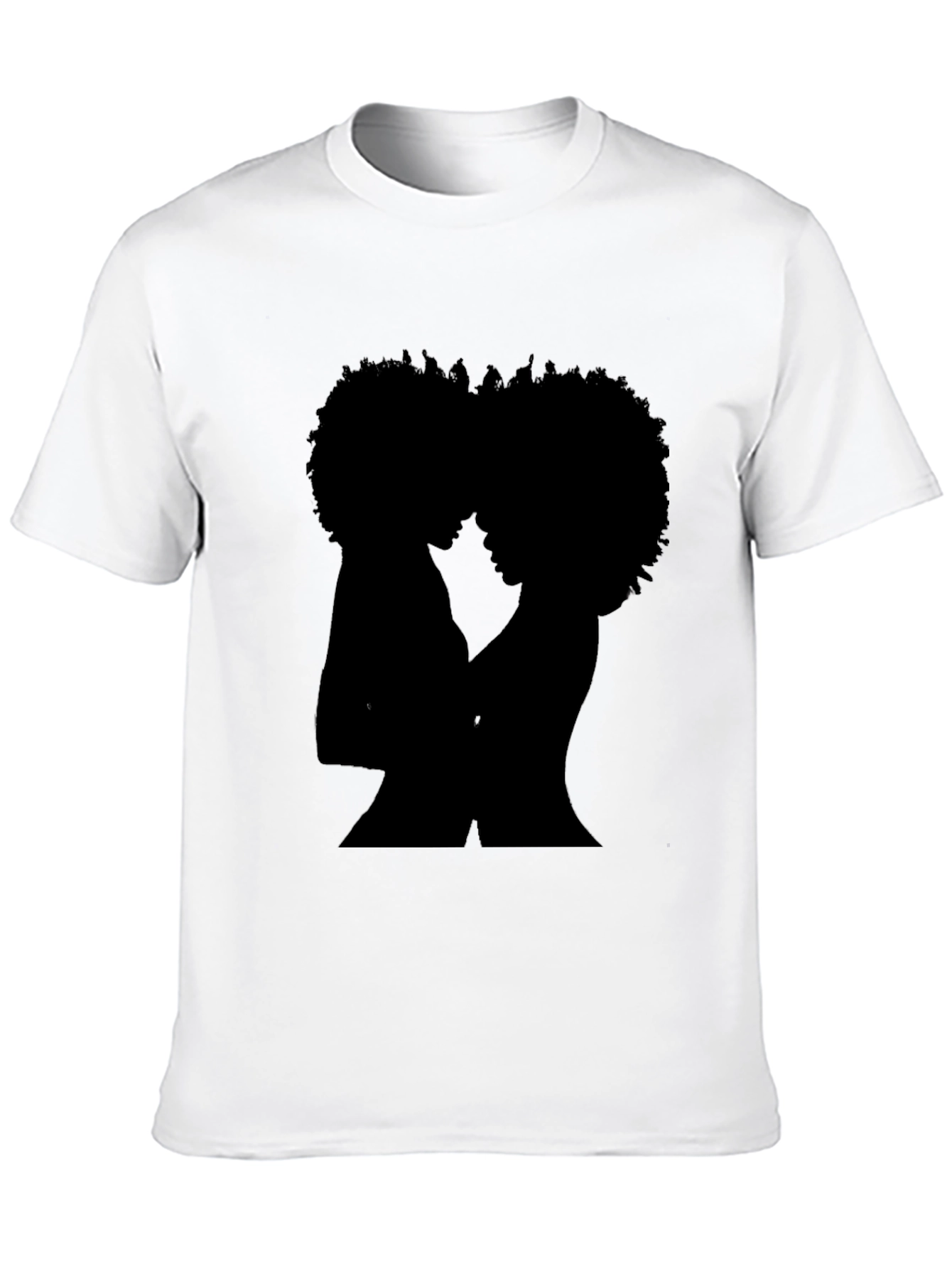 Afro Couple Silhouette Graphic Tee - Unisex Black T-Shirt