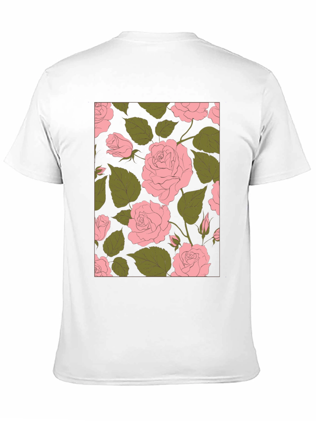 Floral Rose Print Black Tee Shirt