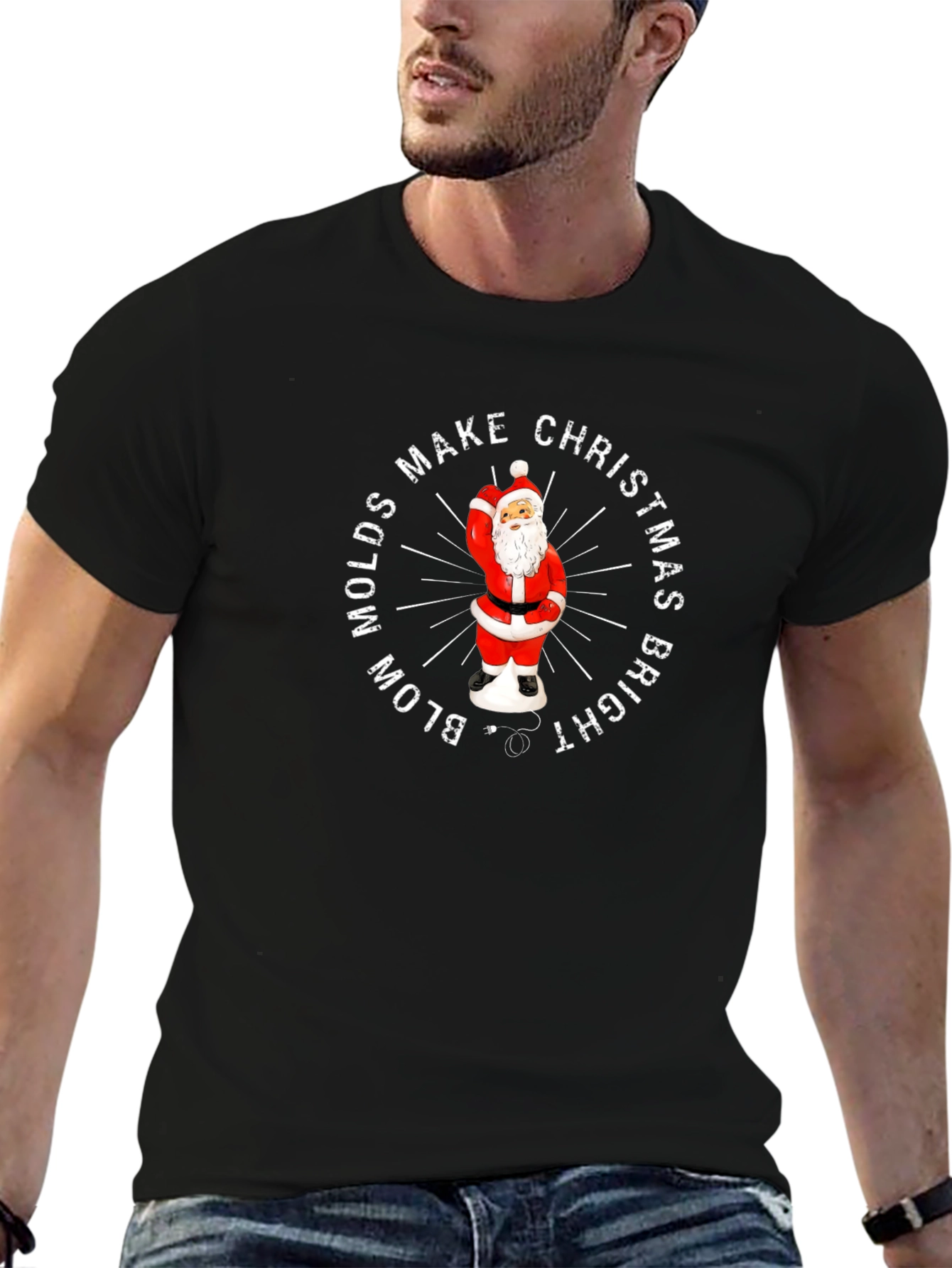 Blow Molds Make Christmas Bright Santa T-Shirt