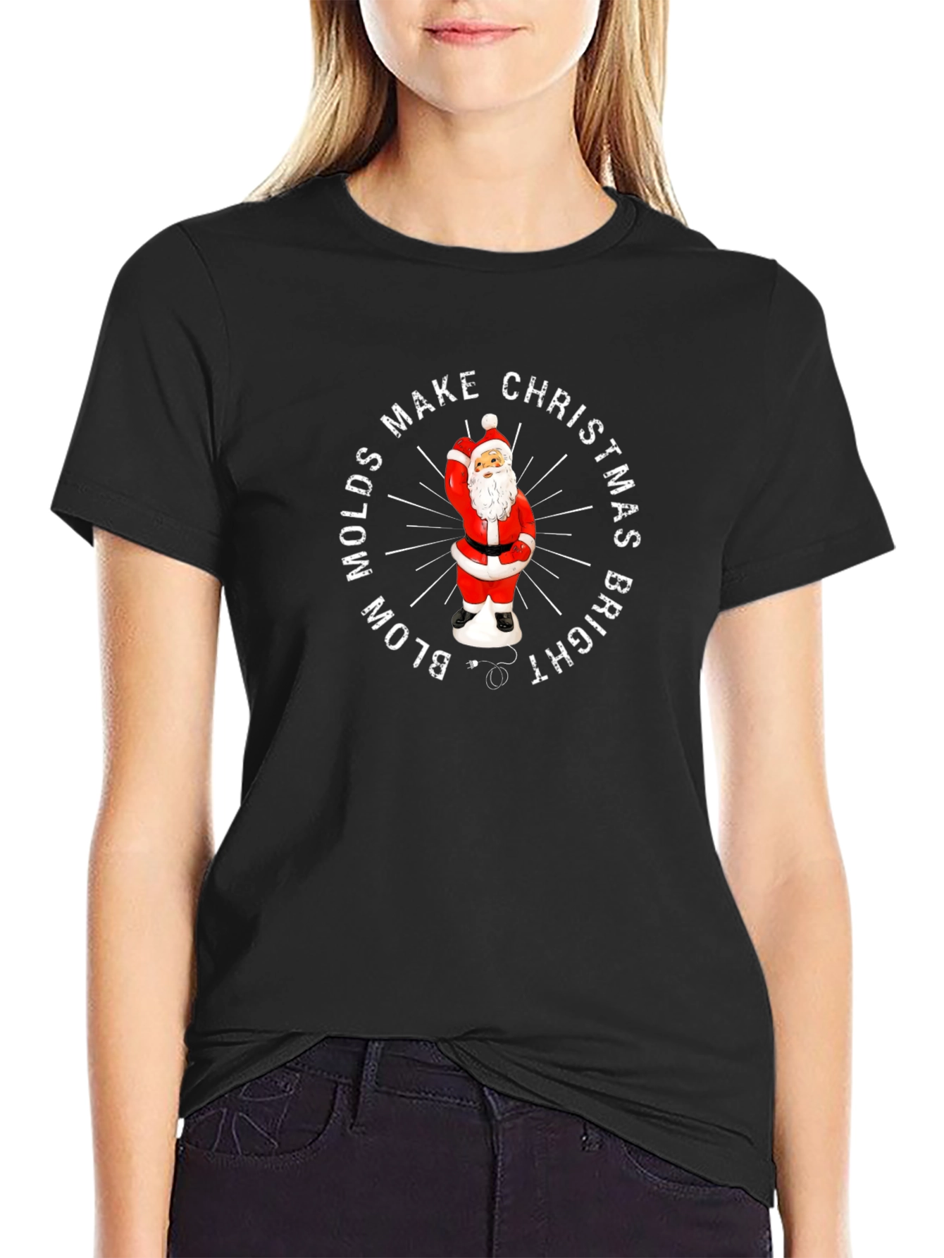 Blow Molds Make Christmas Bright Santa T-Shirt