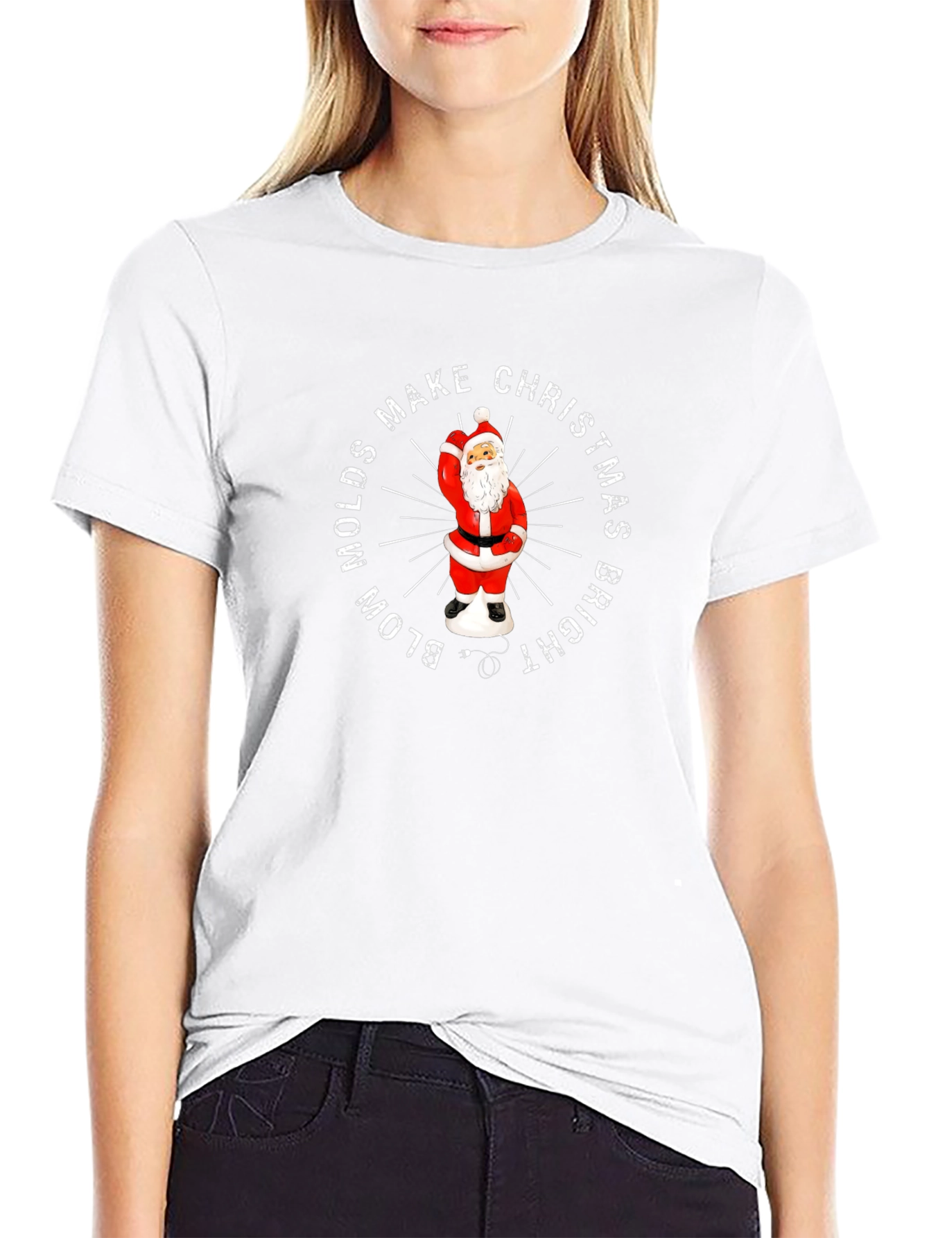 Blow Molds Make Christmas Bright Santa T-Shirt