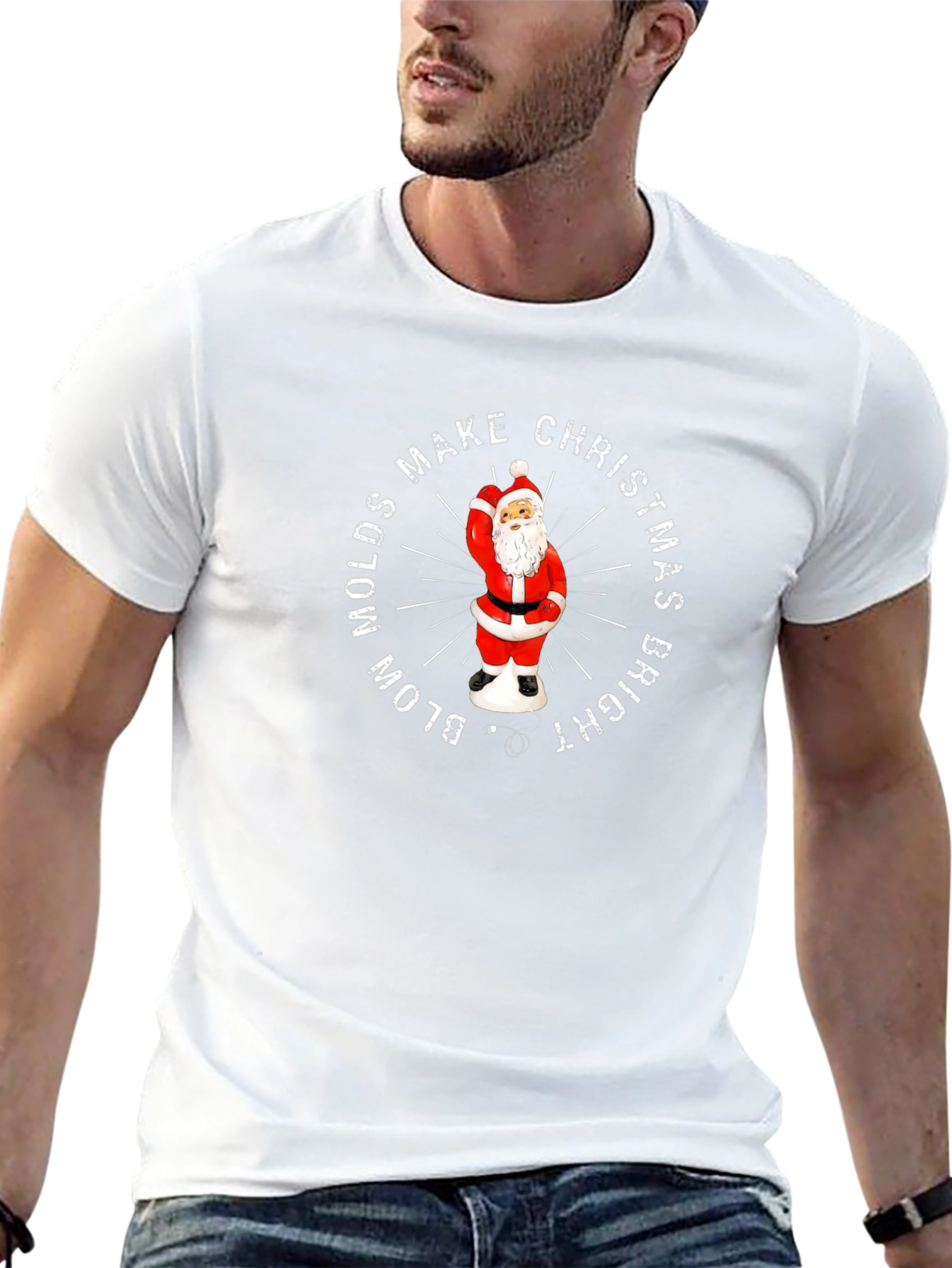 Blow Molds Make Christmas Bright Santa T-Shirt