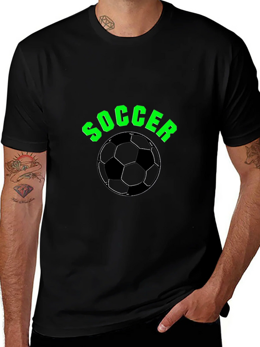 Soccer T-Shirt - Black with Green Text and Ball