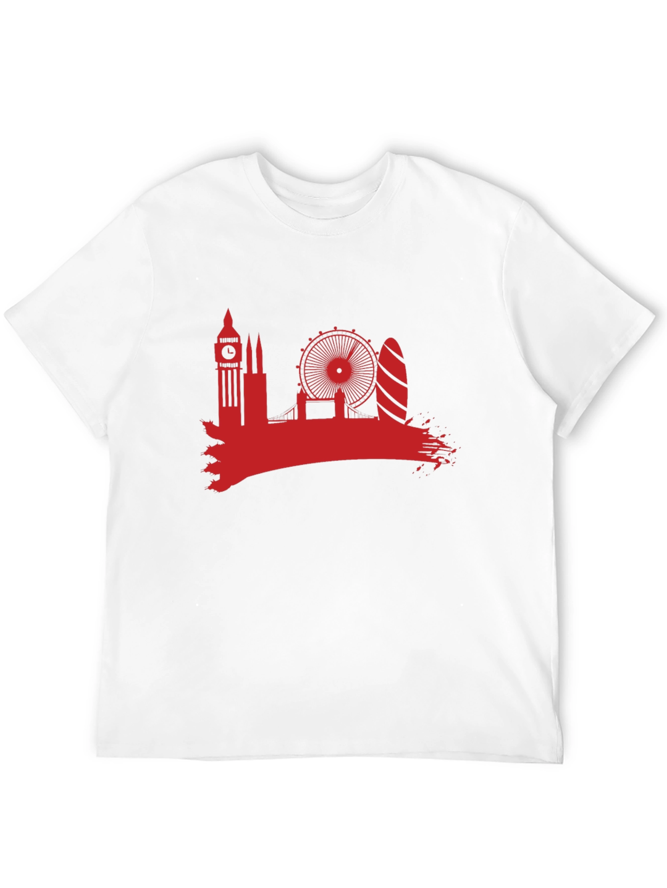 London Skyline T-Shirt - Red Silhouette on Black