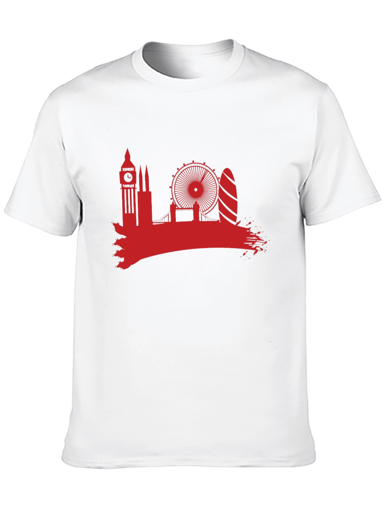 London Skyline T-Shirt - Red Silhouette on Black