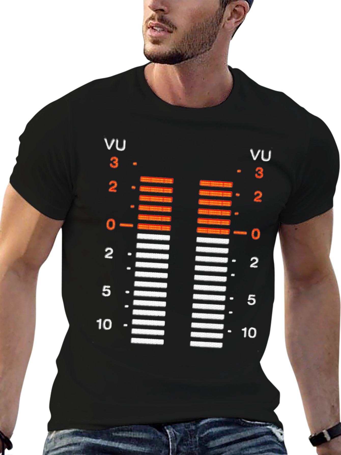 VU Meter Graphic Tee - Retro Audio Level Shirt