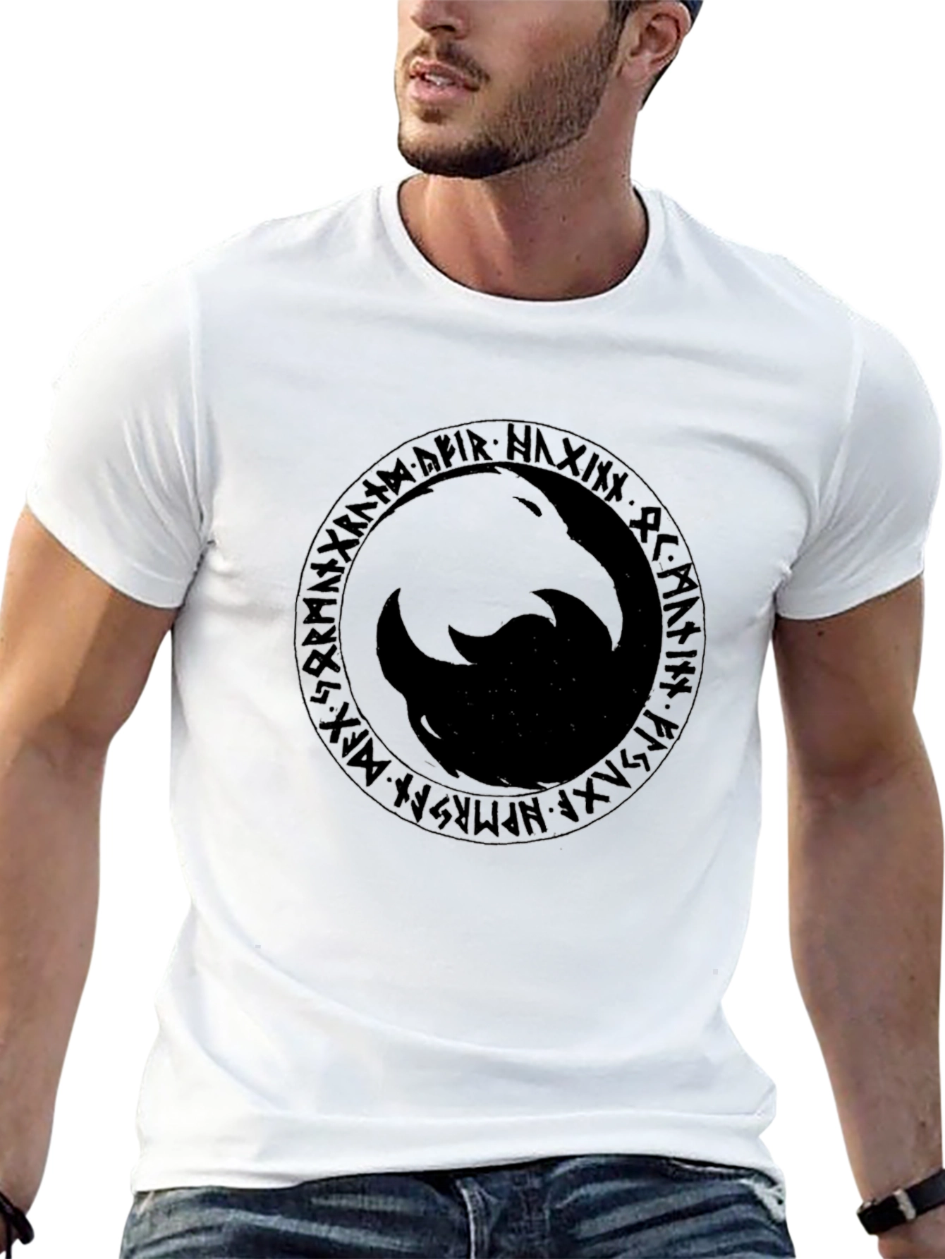 Black Viking Rune Circle T-Shirt