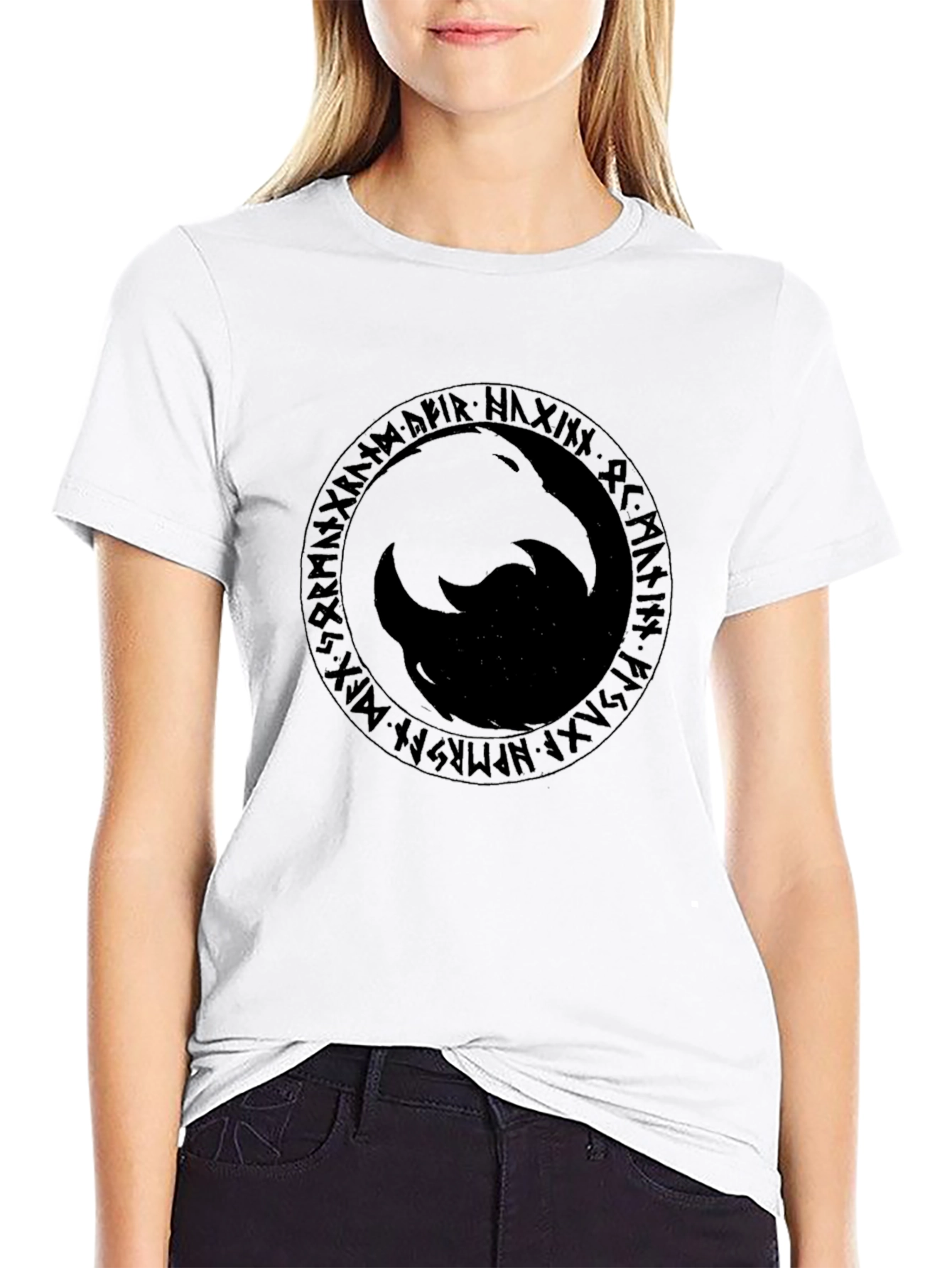 Black Viking Rune Circle T-Shirt