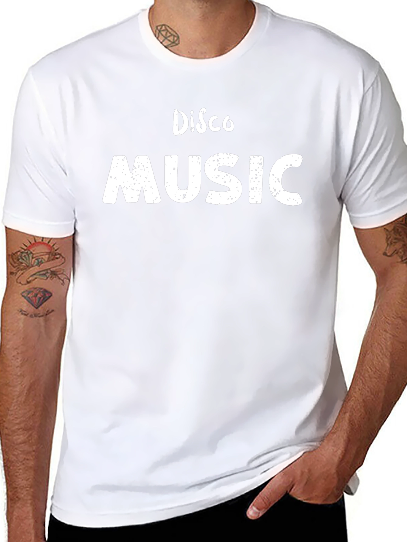 Disco Music Graphic Tee - Black Cotton T-Shirt