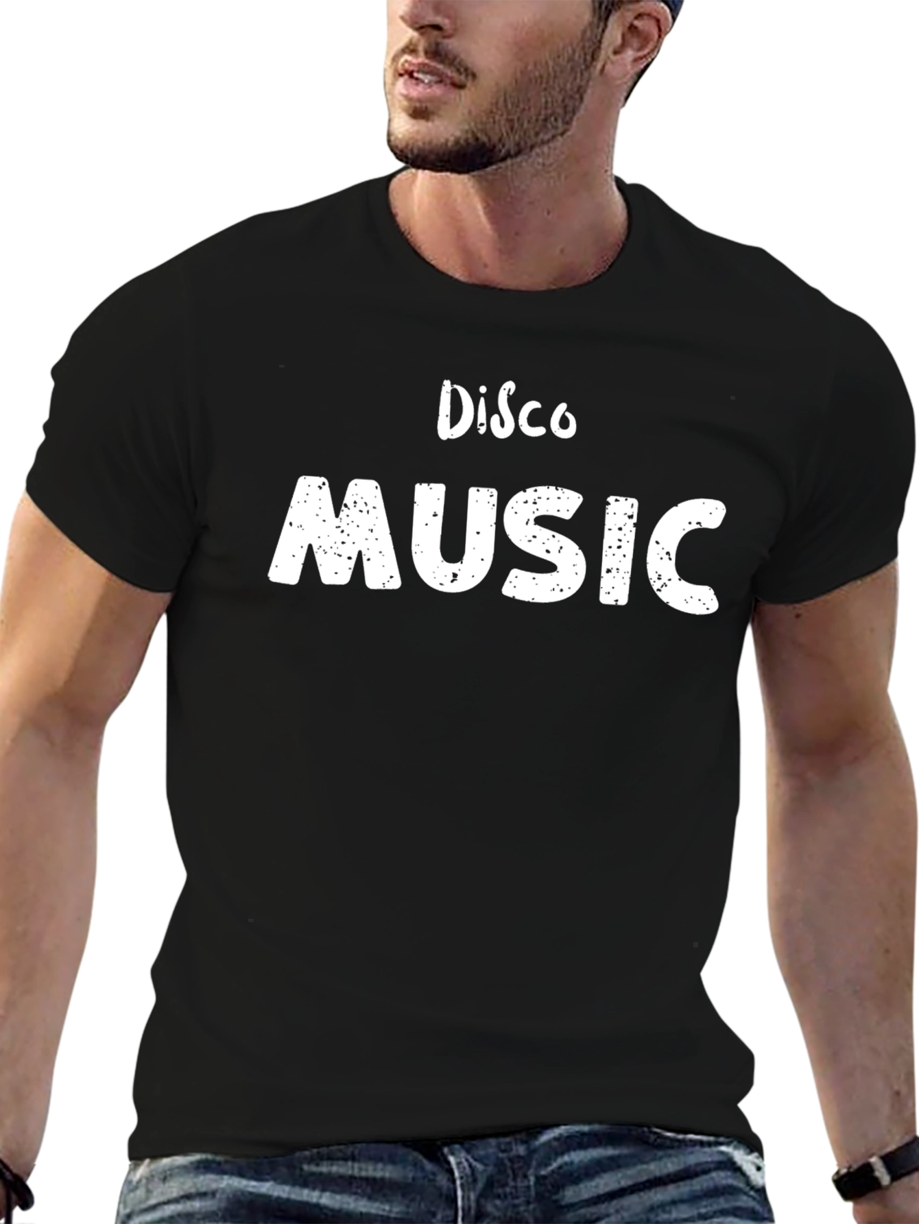 Disco Music Graphic Tee - Black Cotton T-Shirt