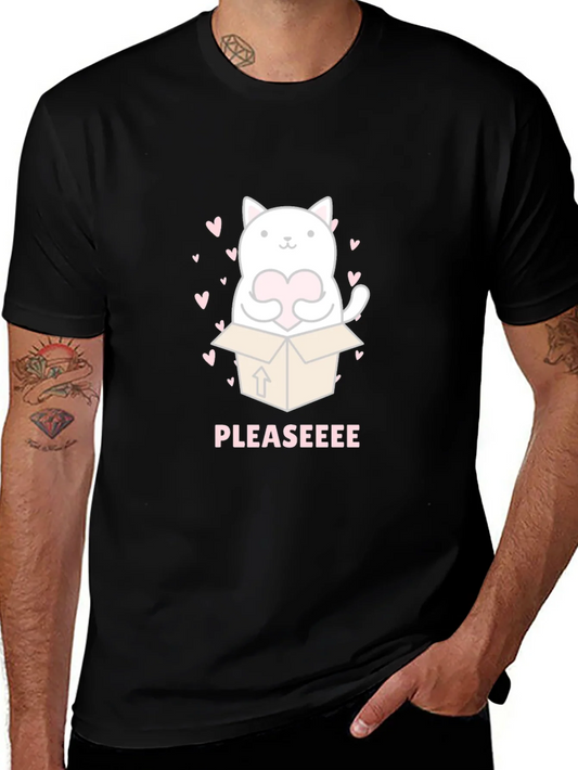 Cute Cat in Box Graphic Tee - Pleaseeee