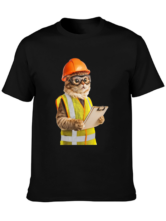 Construction Cat T-Shirt - Funny Worker Kitten Tee