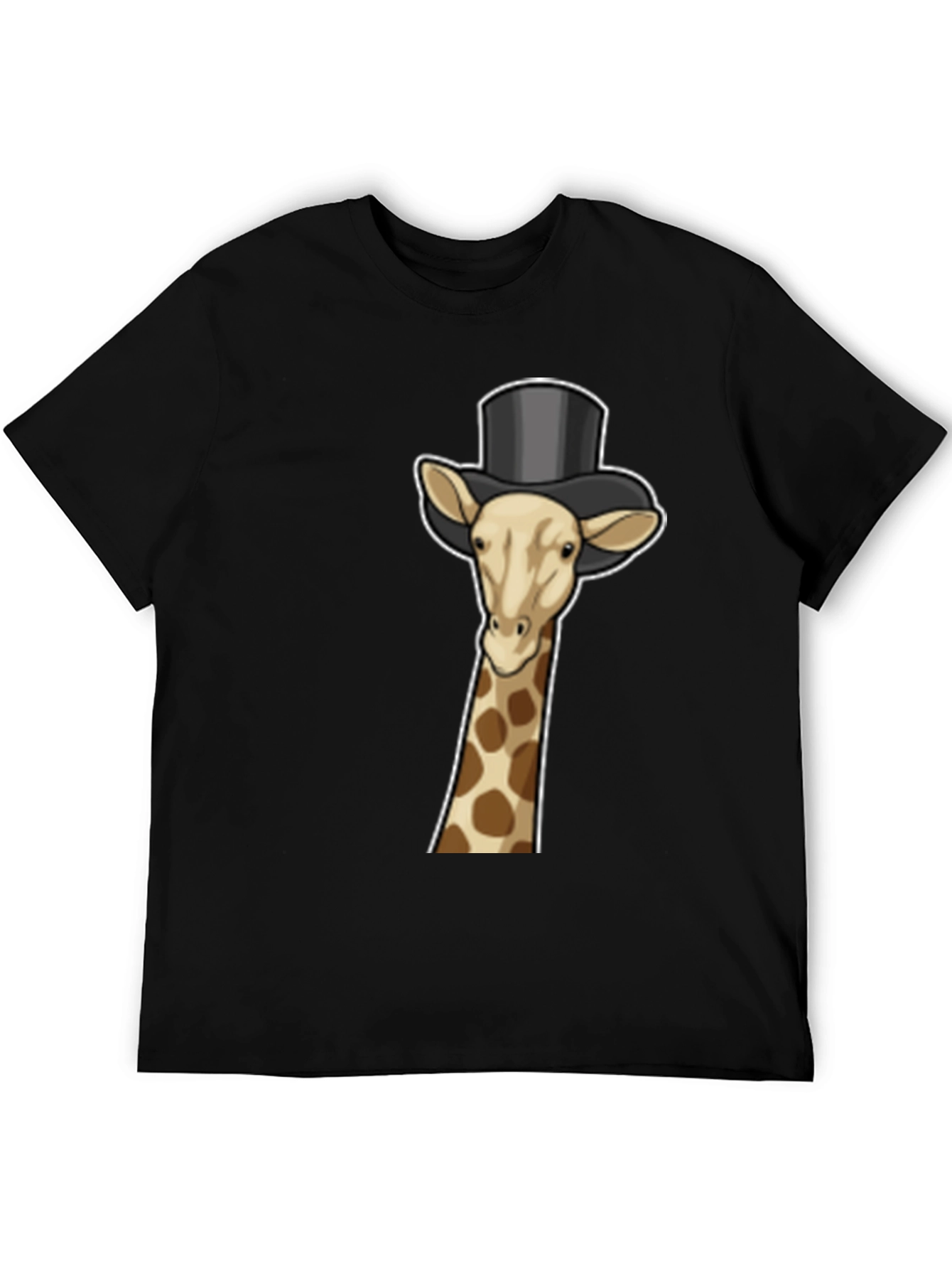 Giraffe Top Hat Graphic Tee - Black Cotton T-Shirt