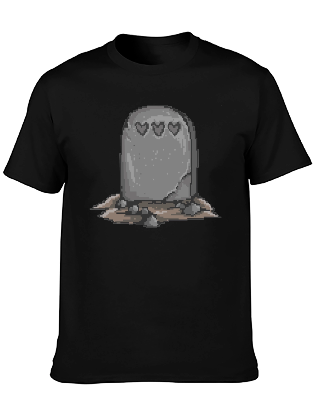 Pixel Tombstone Heart T-Shirt - Classic Black Tee