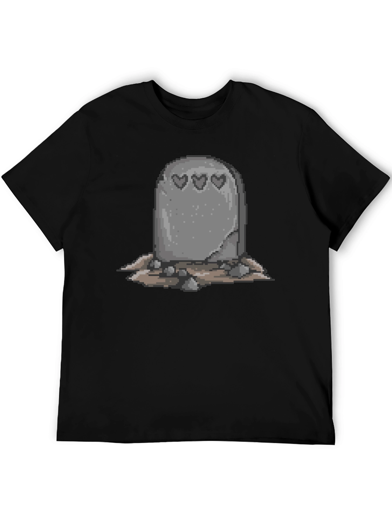 Pixel Tombstone Heart T-Shirt - Classic Black Tee