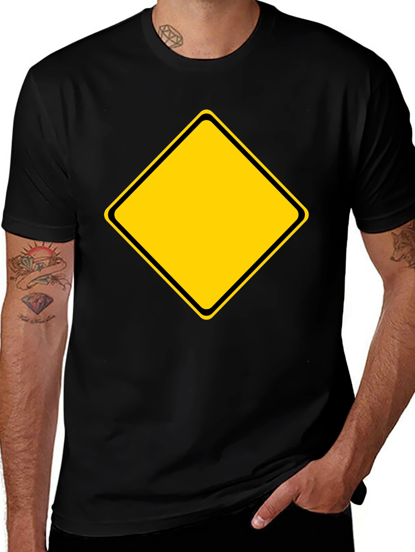 Caution Sign Graphic Tee - Black T-Shirt