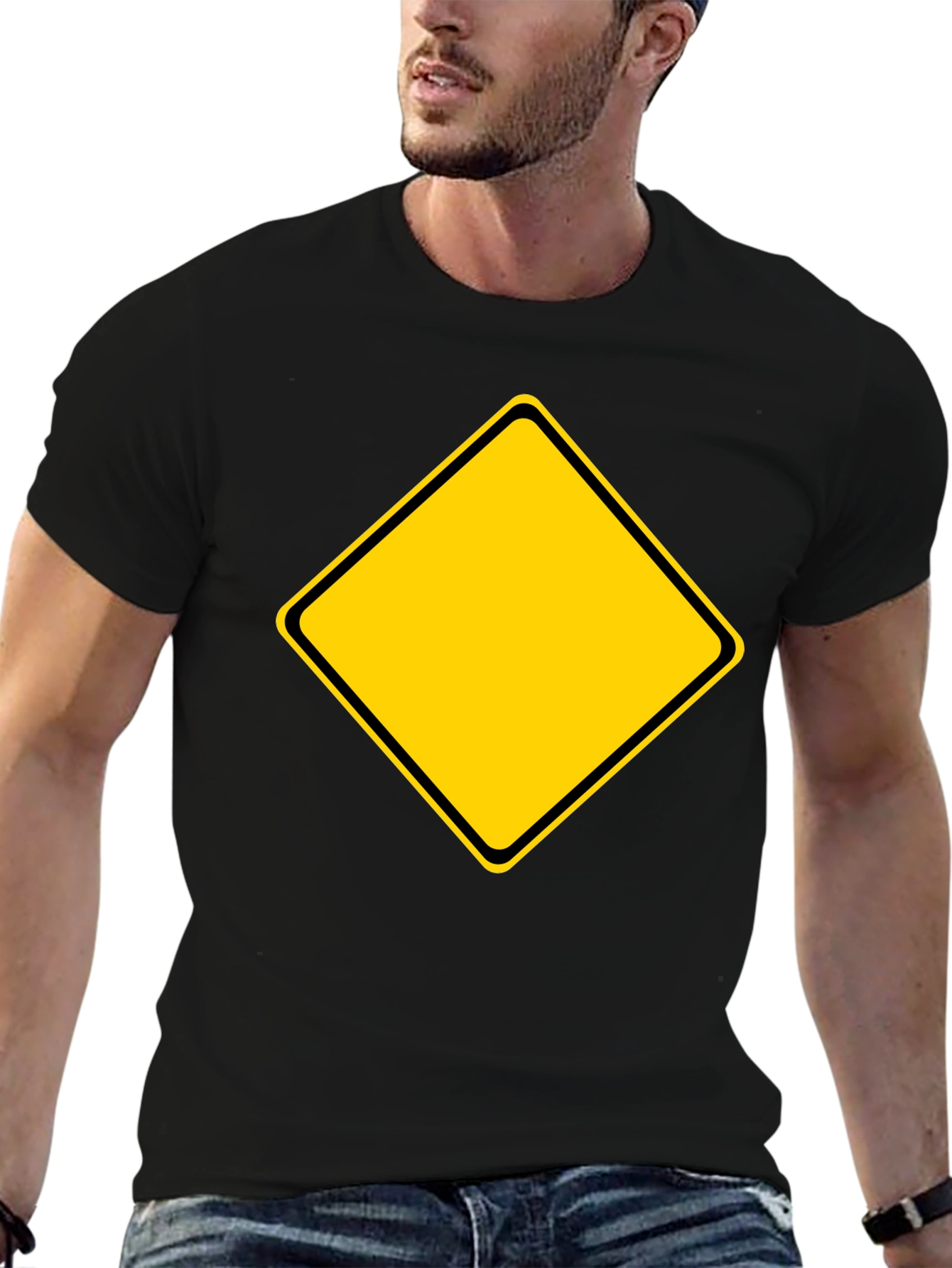 Caution Sign Graphic Tee - Black T-Shirt