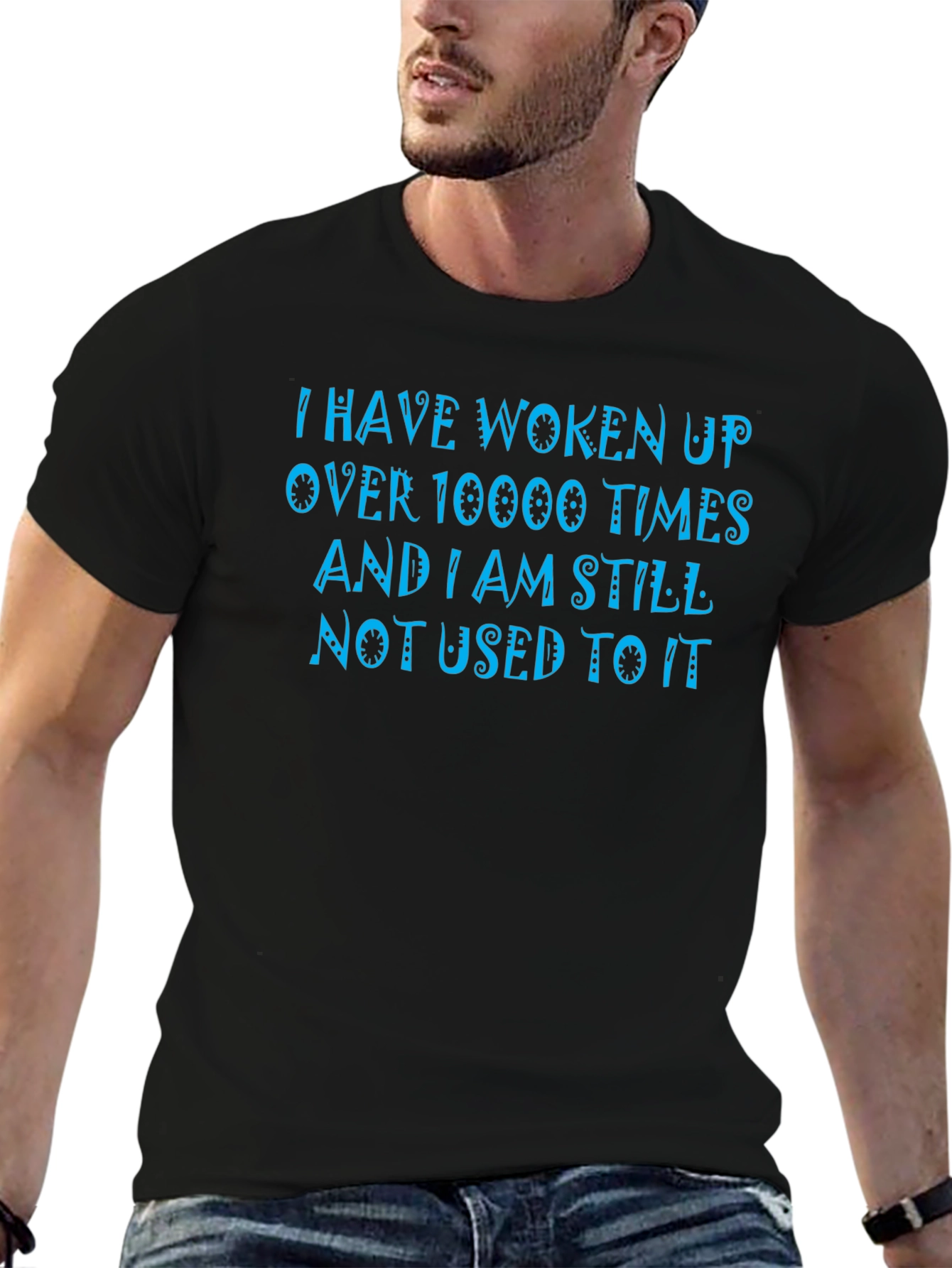 Funny Woken Up Graphic Print Tee - Black