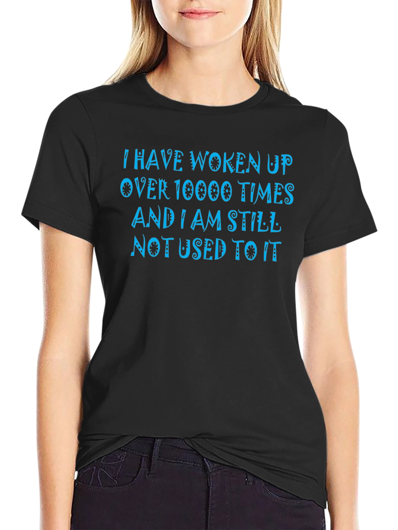 Funny Woken Up Graphic Print Tee - Black