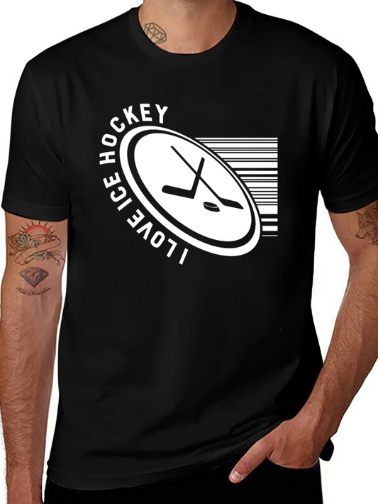 I Love Ice Hockey Black T-Shirt