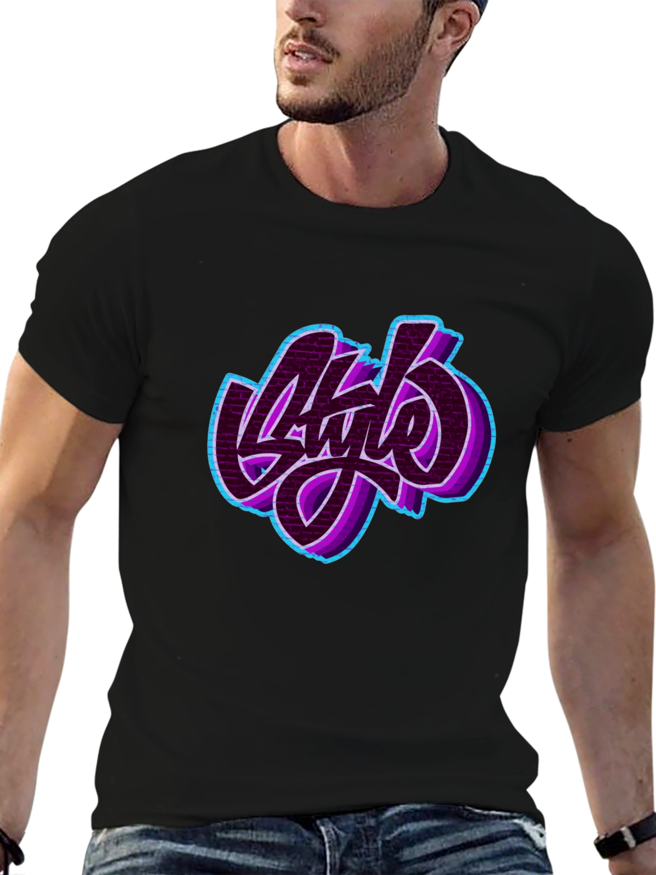 Stylish Graphic Print Black T-Shirt