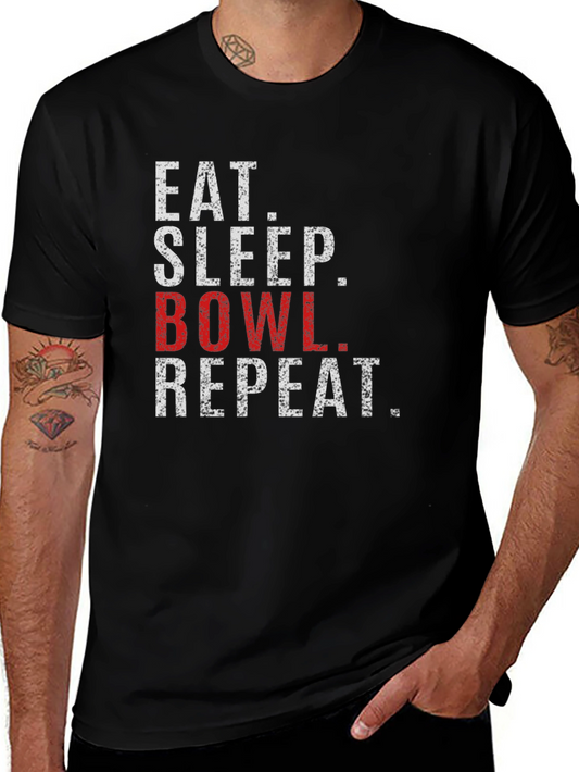 Eat Sleep Bowl Repeat Graphic T-Shirt