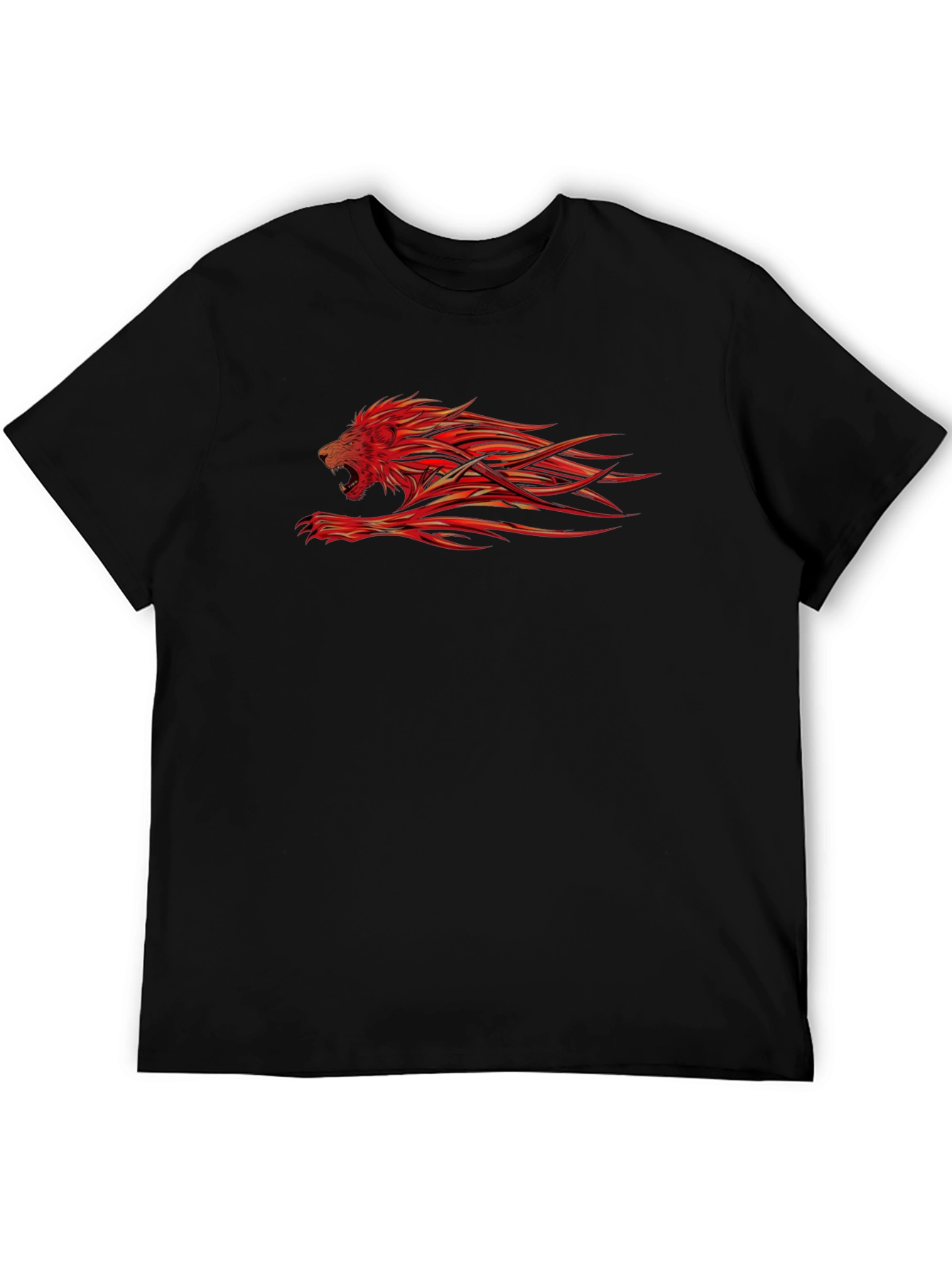 Fiery Lion Graphic Black T-Shirt
