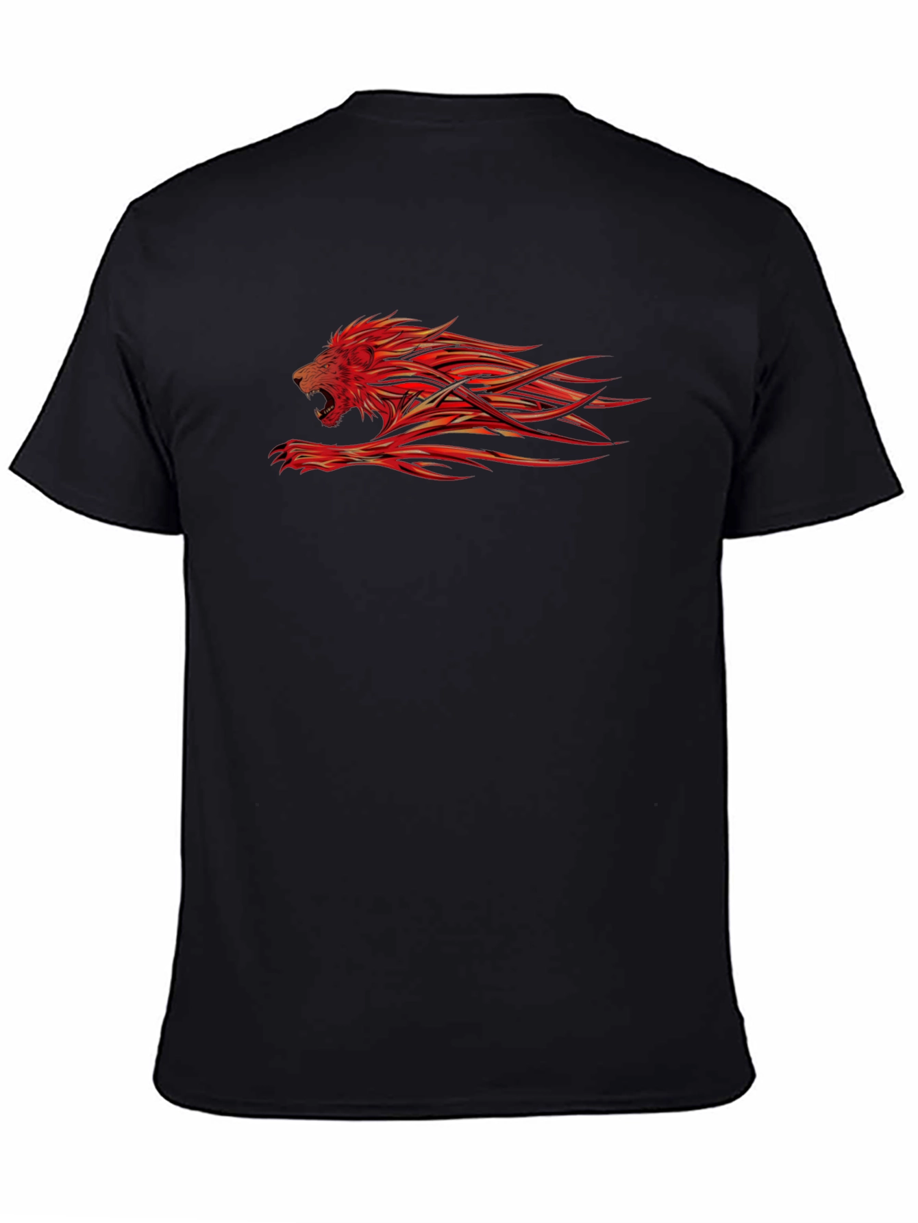 Fiery Lion Graphic Black T-Shirt