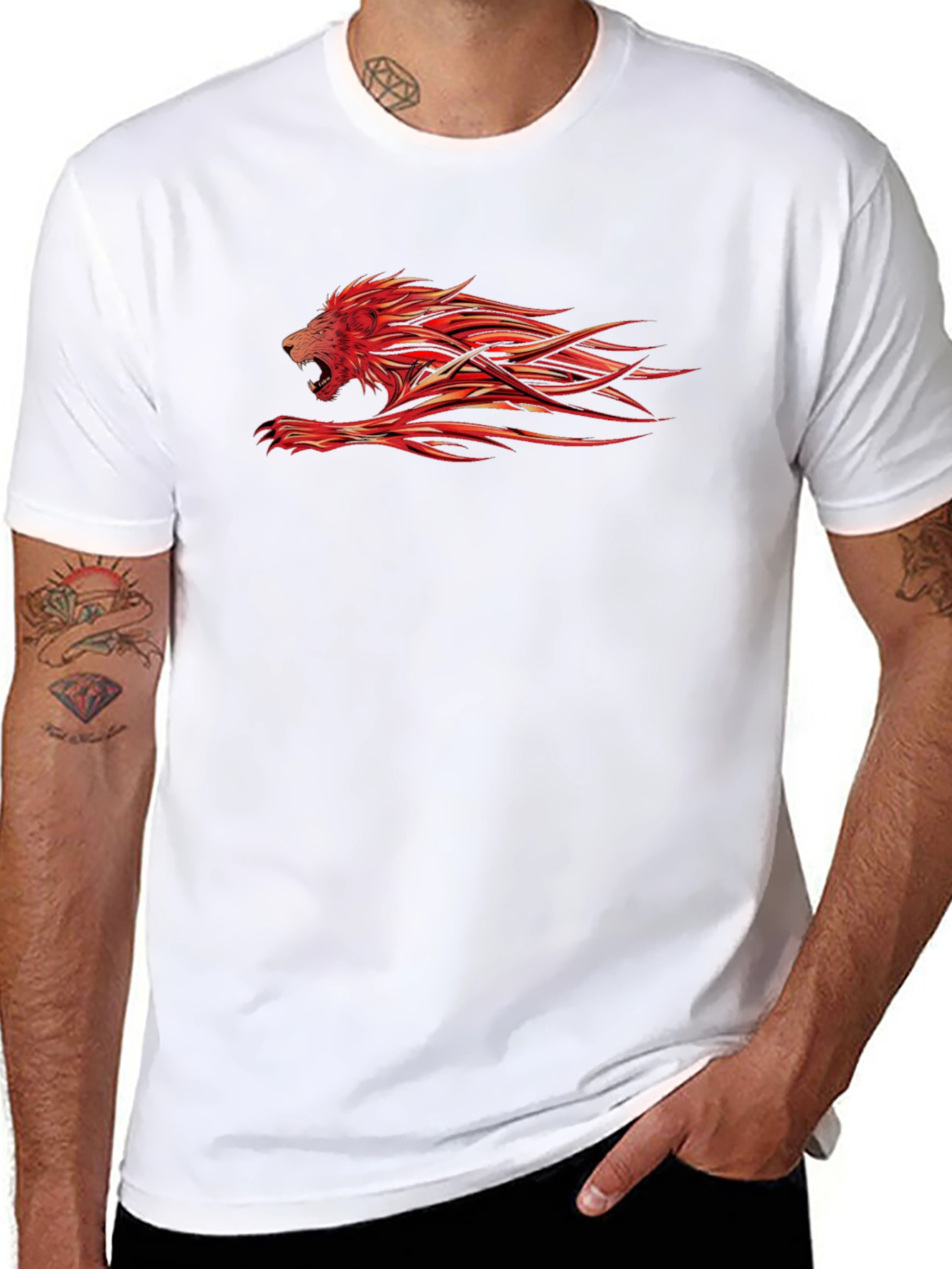 Fiery Lion Graphic Black T-Shirt