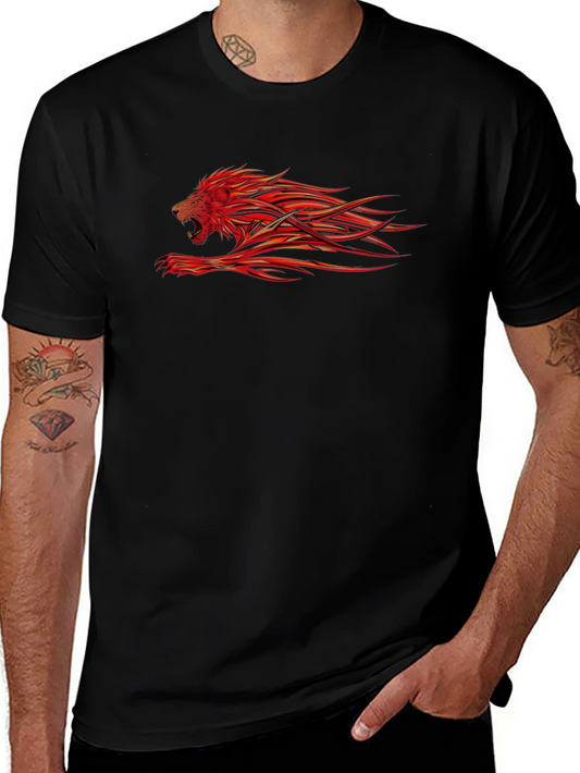 Fiery Lion Graphic Black T-Shirt