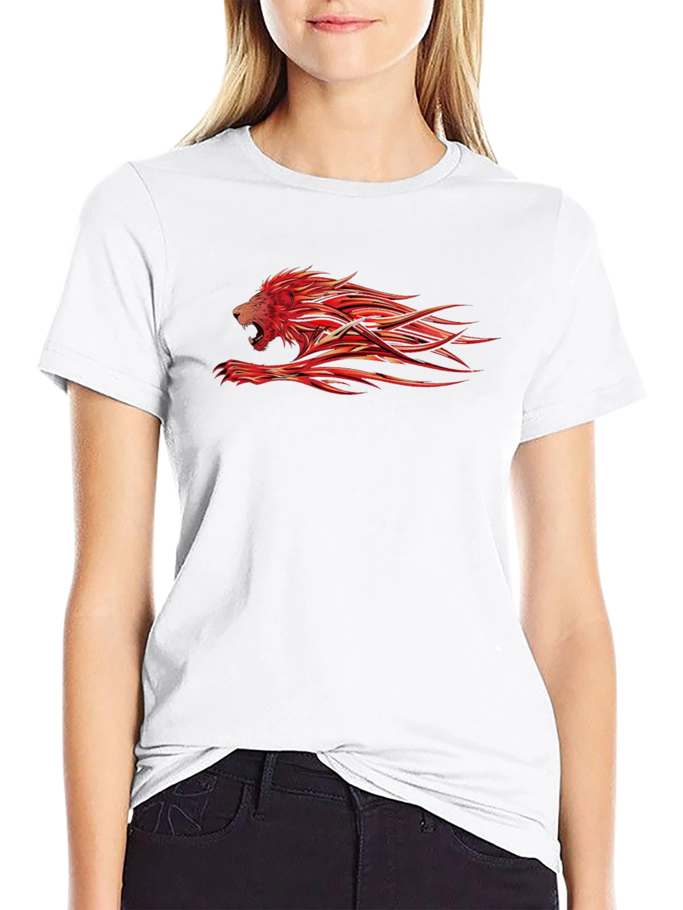 Fiery Lion Graphic Black T-Shirt