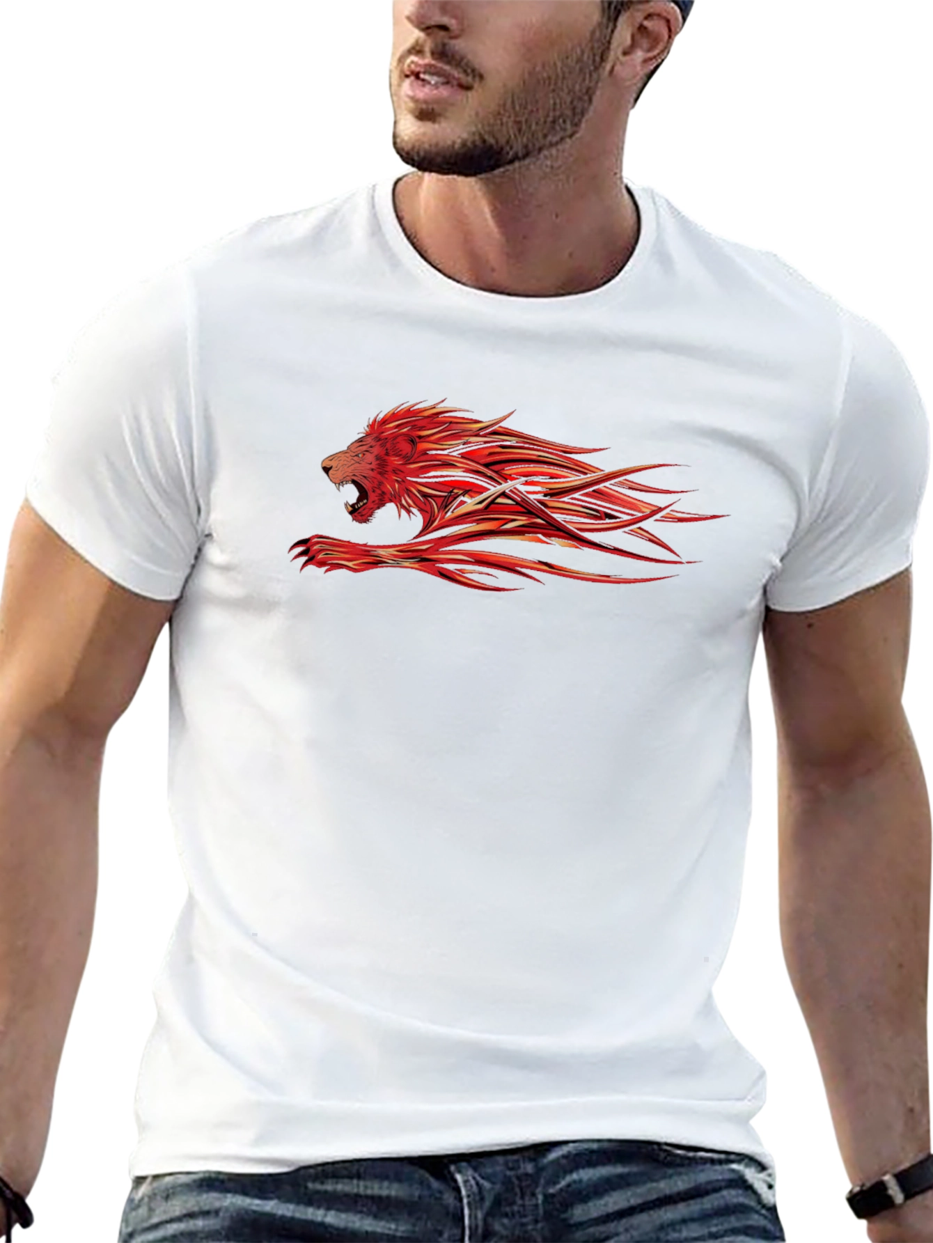 Fiery Lion Graphic Black T-Shirt