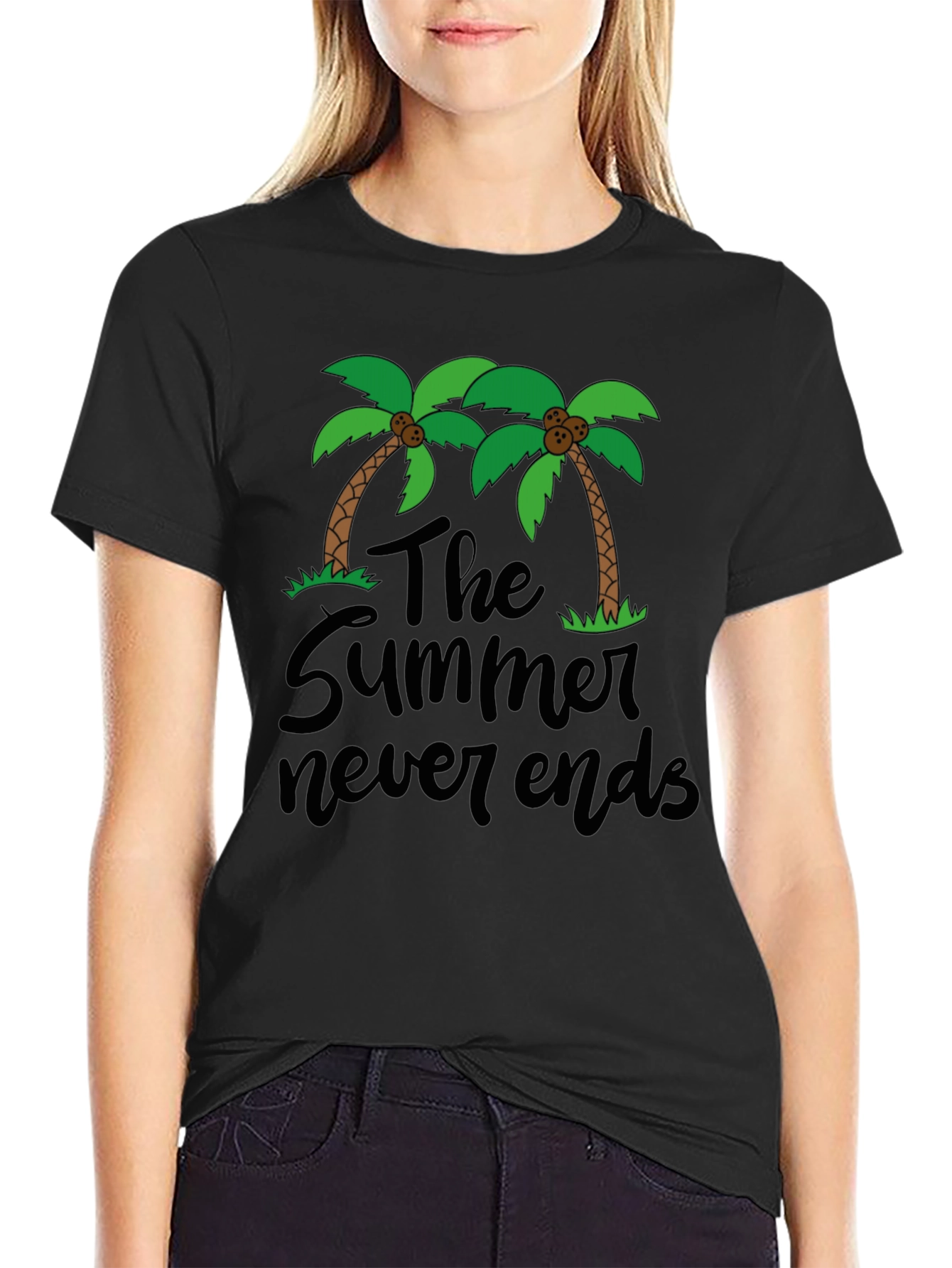 The Summer Never Ends T-Shirt Palm Tree Graphic Tee