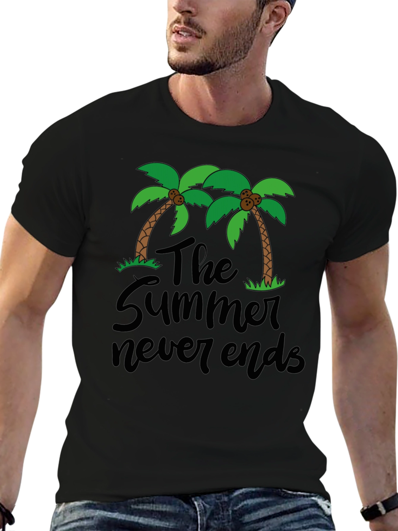 The Summer Never Ends T-Shirt Palm Tree Graphic Tee