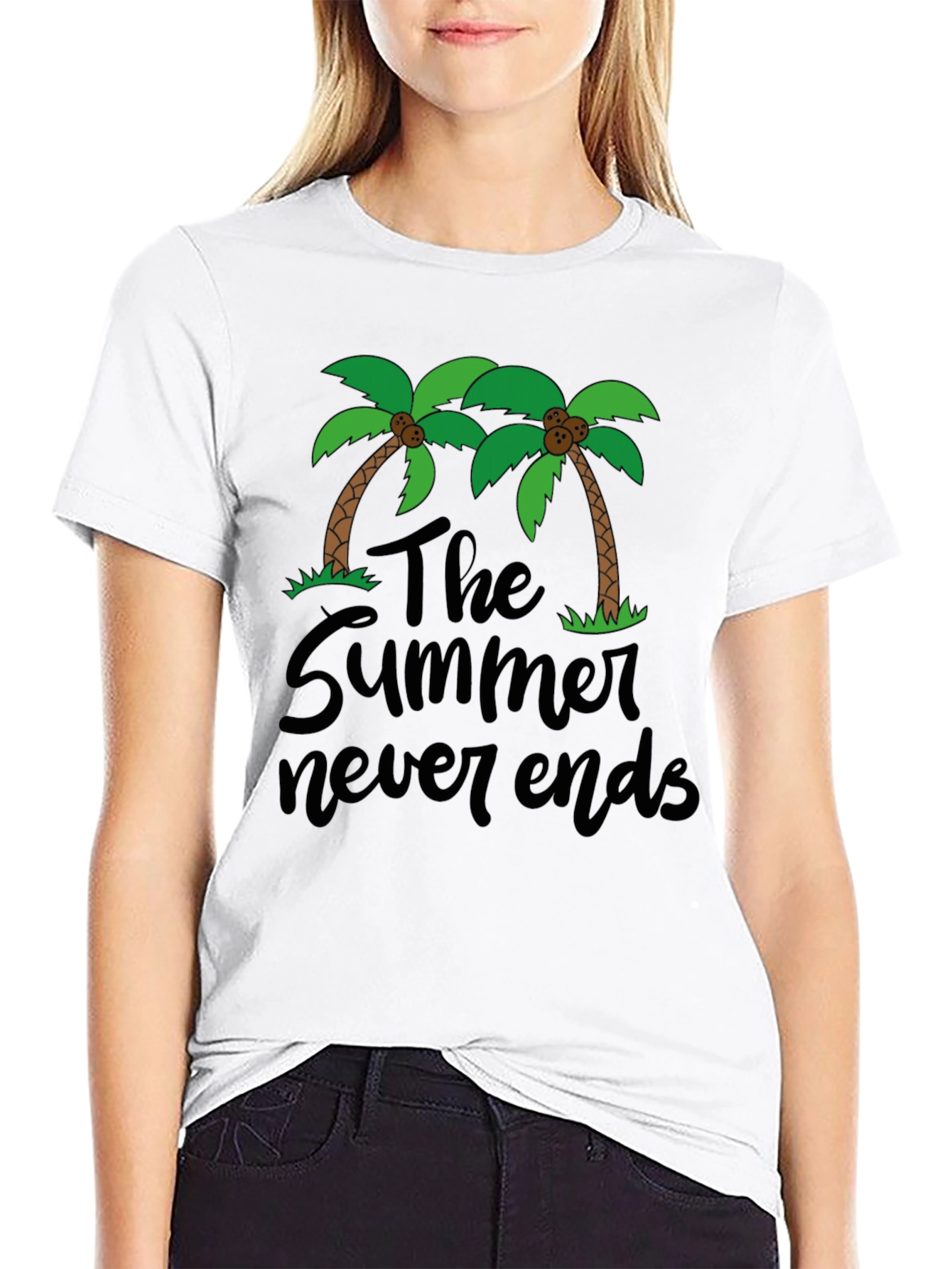 The Summer Never Ends T-Shirt Palm Tree Graphic Tee