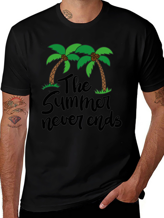 The Summer Never Ends T-Shirt Palm Tree Graphic Tee
