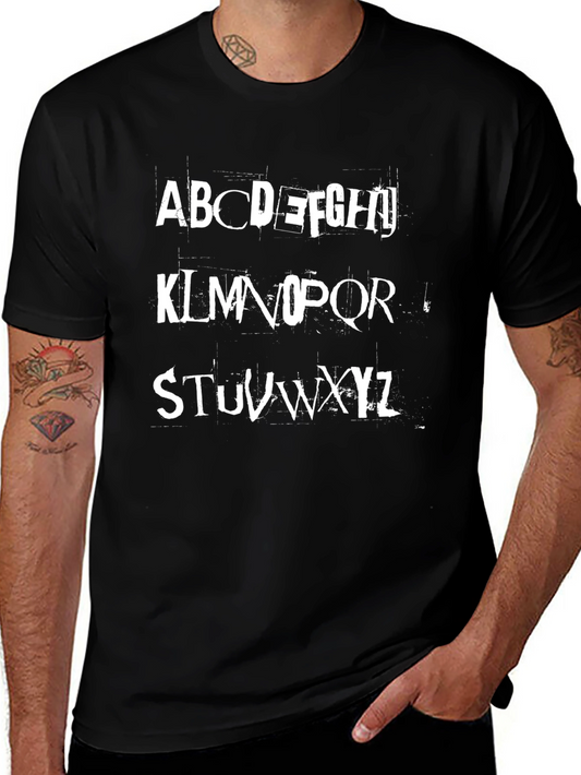 Alphabet Graphic Print Black T-Shirt
