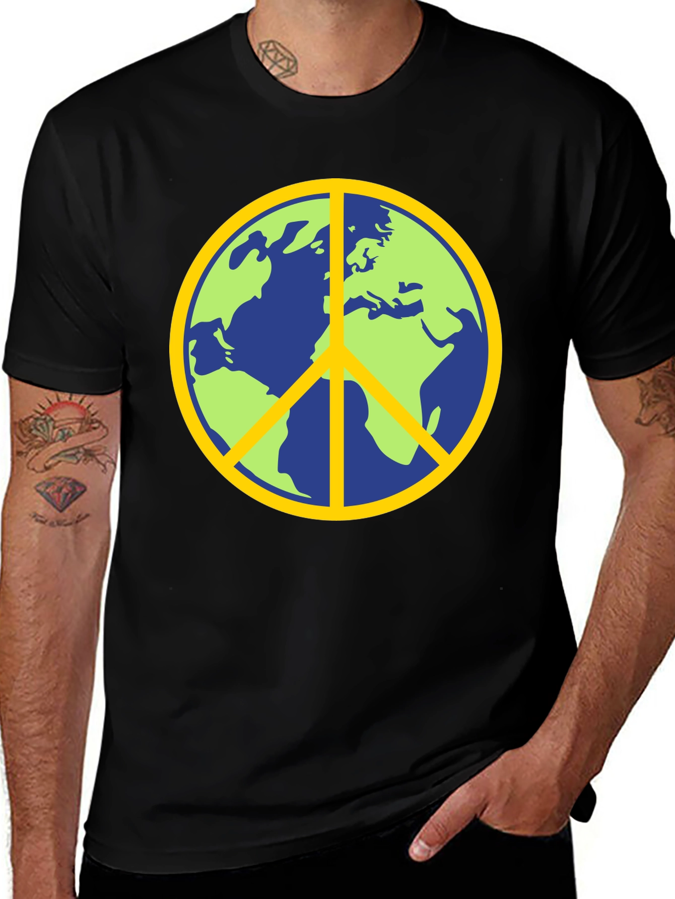 Earth Peace Sign Graphic T-Shirt