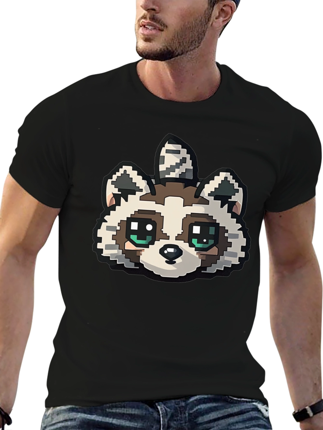 Pixelated Raccoon Graphic Tee