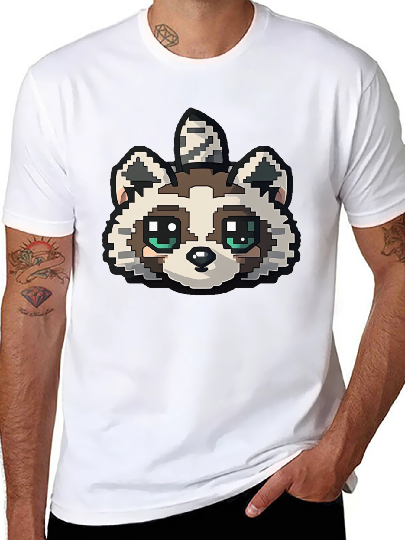 Pixelated Raccoon Graphic Tee