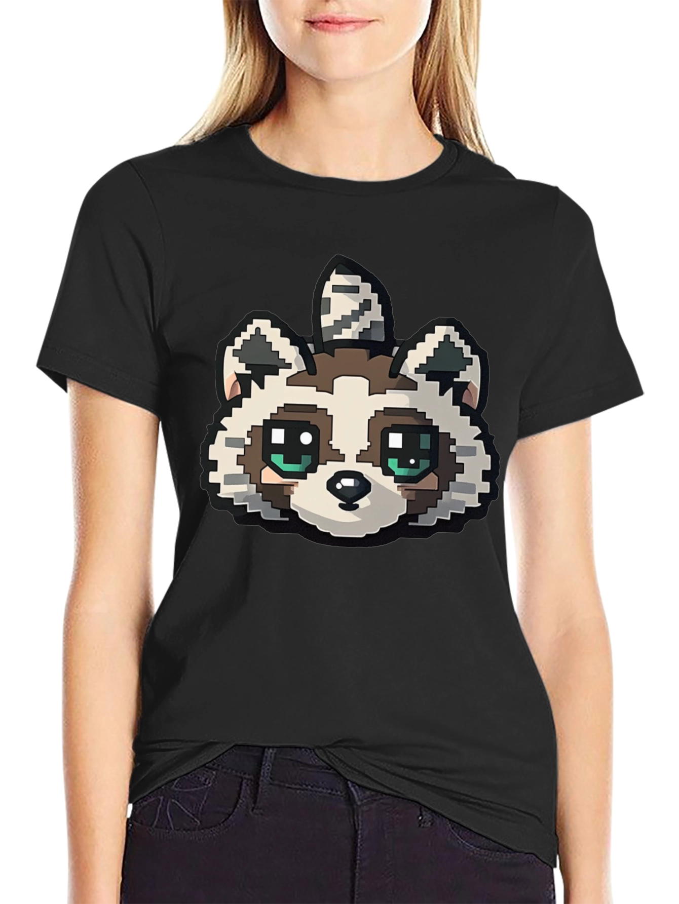 Pixelated Raccoon Graphic Tee