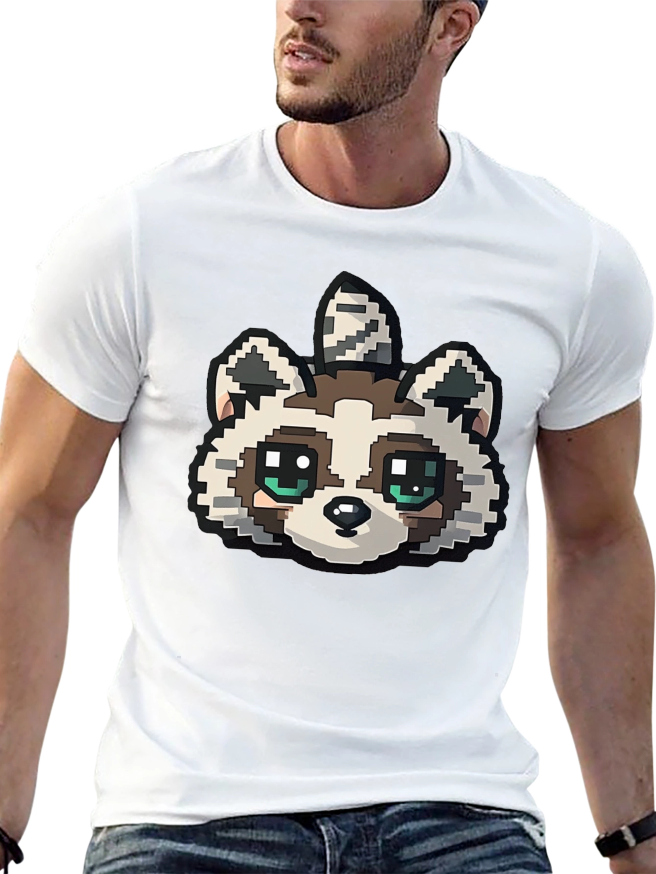 Pixelated Raccoon Graphic Tee