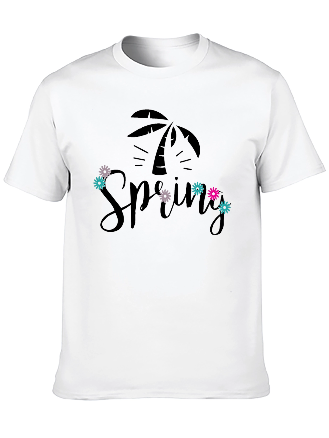 Spring Palm Tee - Black Graphic T-Shirt