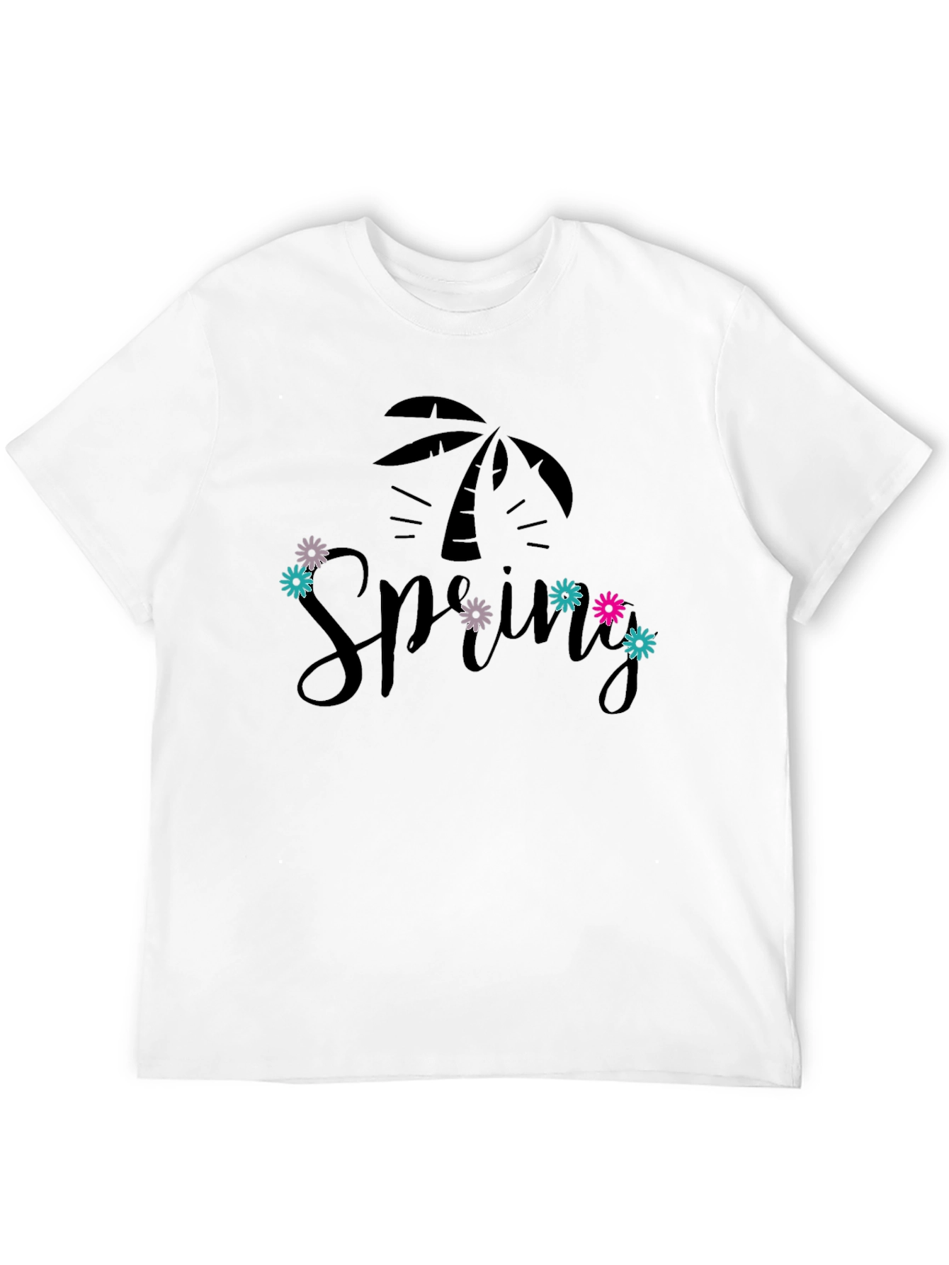 Spring Palm Tee - Black Graphic T-Shirt