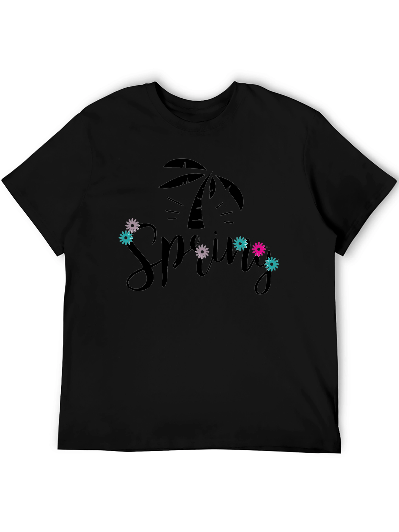 Spring Palm Tee - Black Graphic T-Shirt