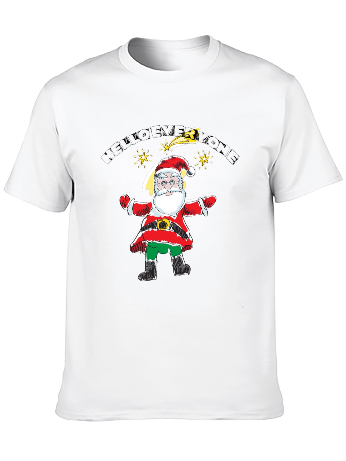 Festive Santa Graphic Black T-Shirt