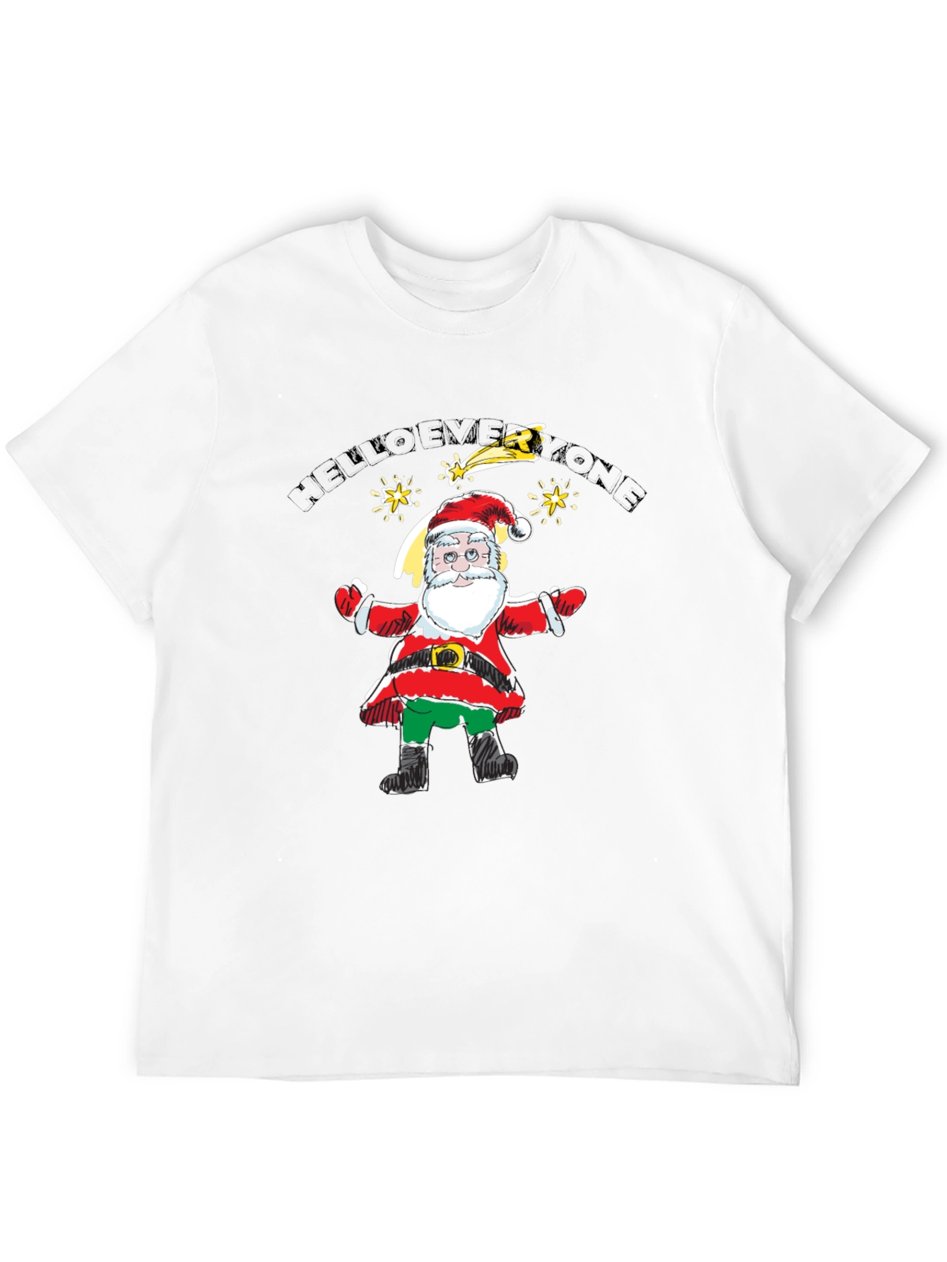 Festive Santa Graphic Black T-Shirt