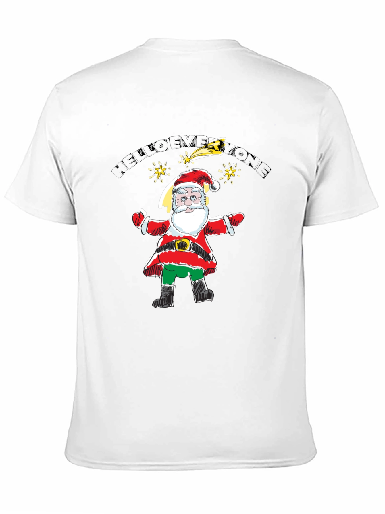 Festive Santa Graphic Black T-Shirt