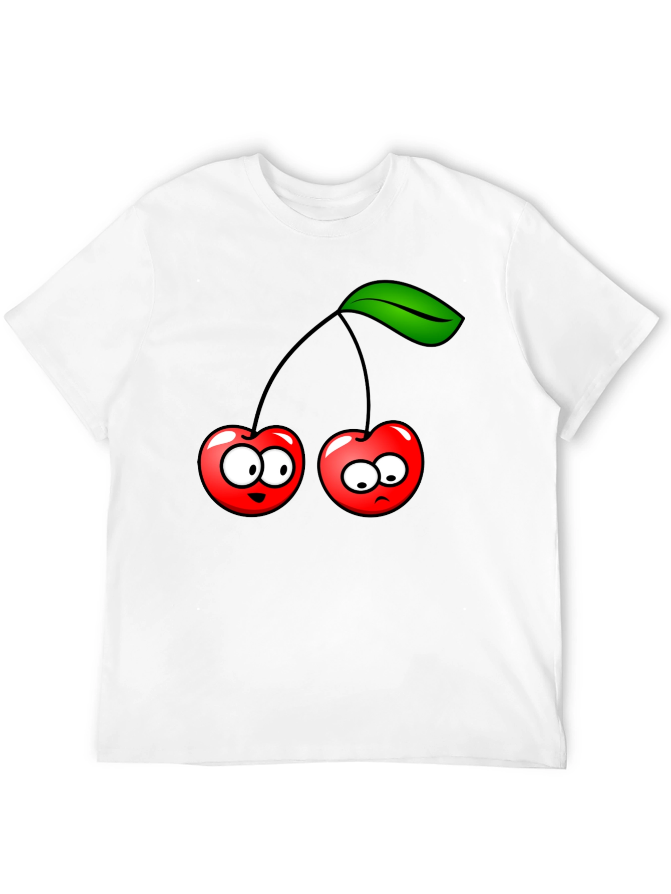 Funny Cherry Cartoon Black T-Shirt